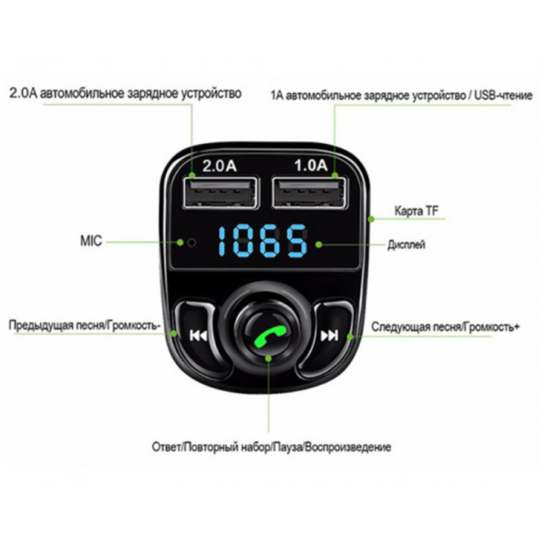 ФМ-модулятор FM трансмітер CAR X8 з Bluetooth MP3 (X8)