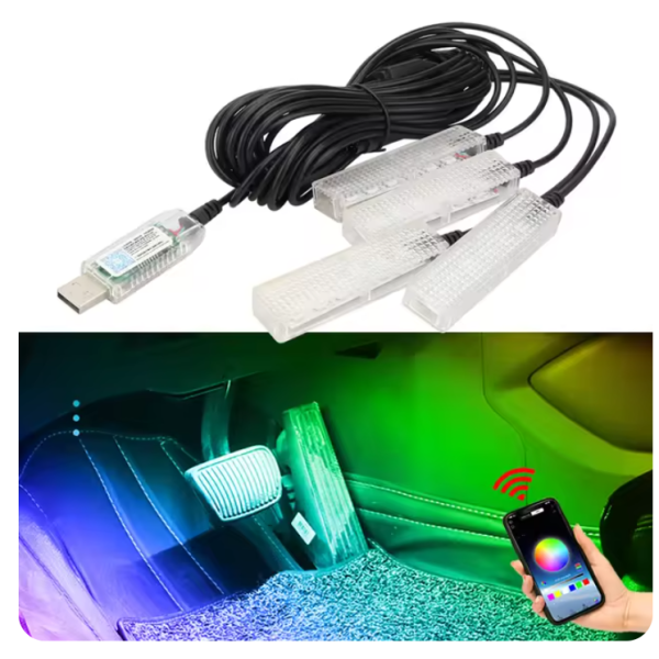 Автомобільна RGB-підсвітка салону з підтримкою програми 4 шт USB