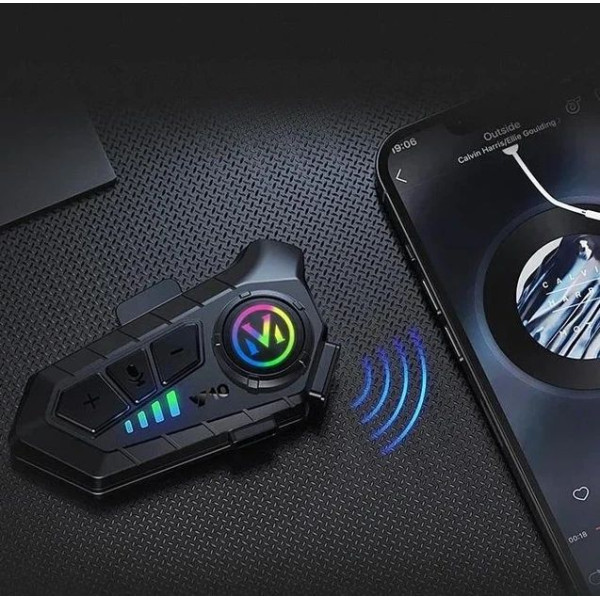 Бездротова мотогарнітура Y10 на шолом із м'яким мікрофоном і Bluetooth 5.3 + аксесуари, чорна
